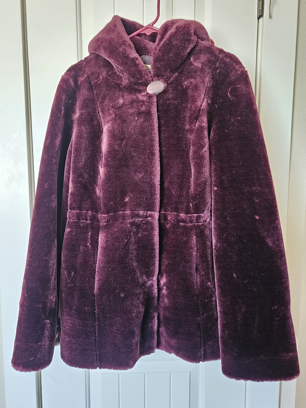 Dennis By Dennis Basso Plush Faux Fur Hooded Coat - Deep Plum